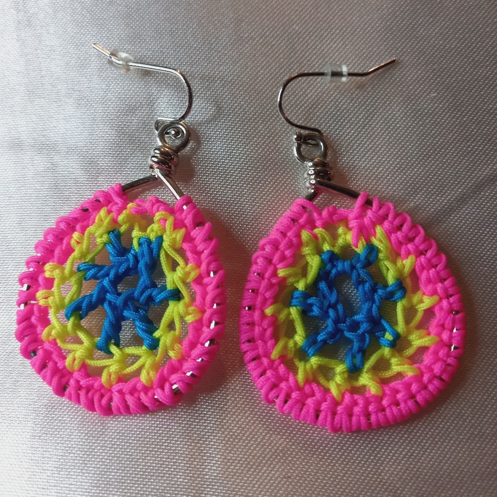 Handmade Crocheted Neon Earrings